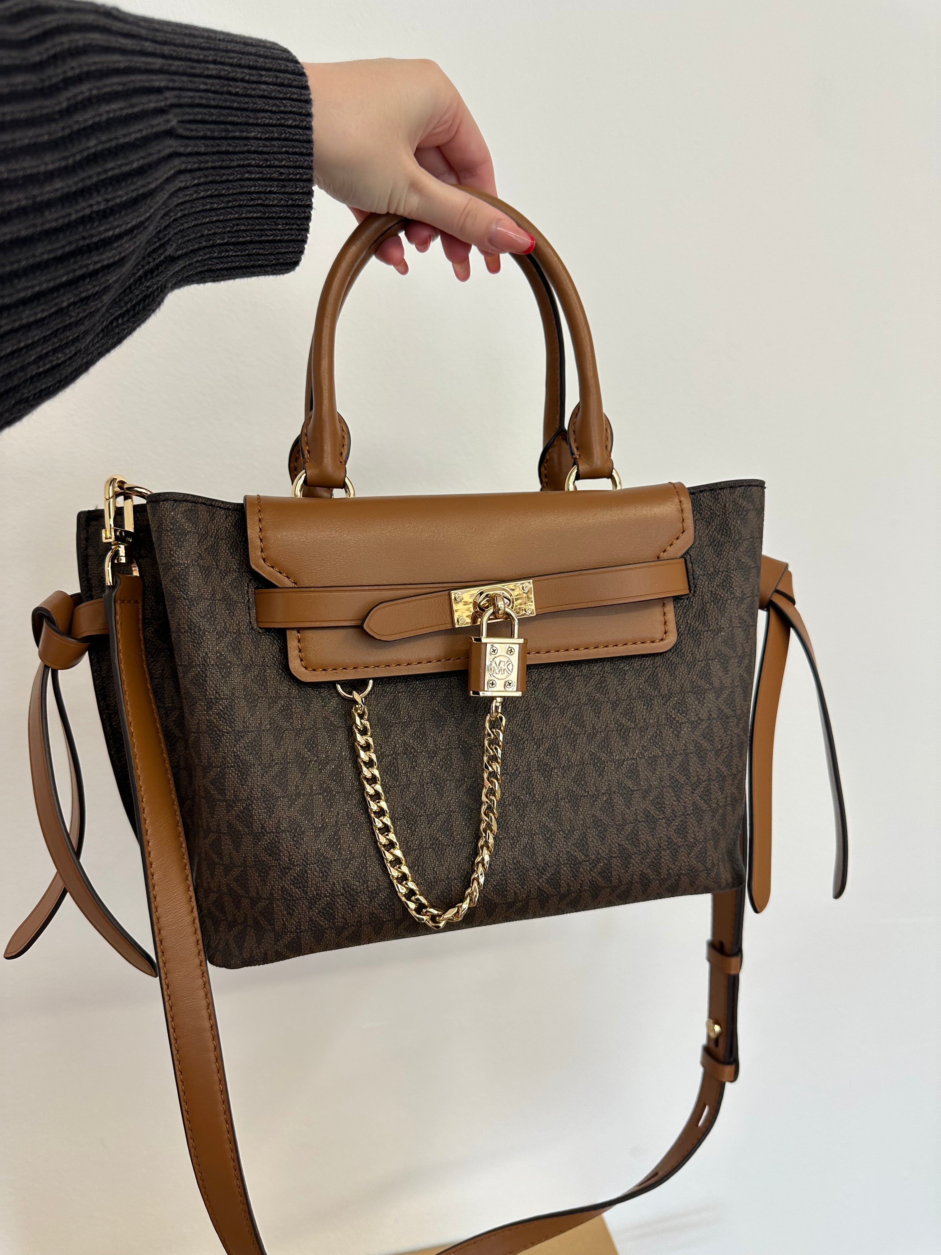 Borsa Michael Kors Marrone Scuro con Dettagli Beige