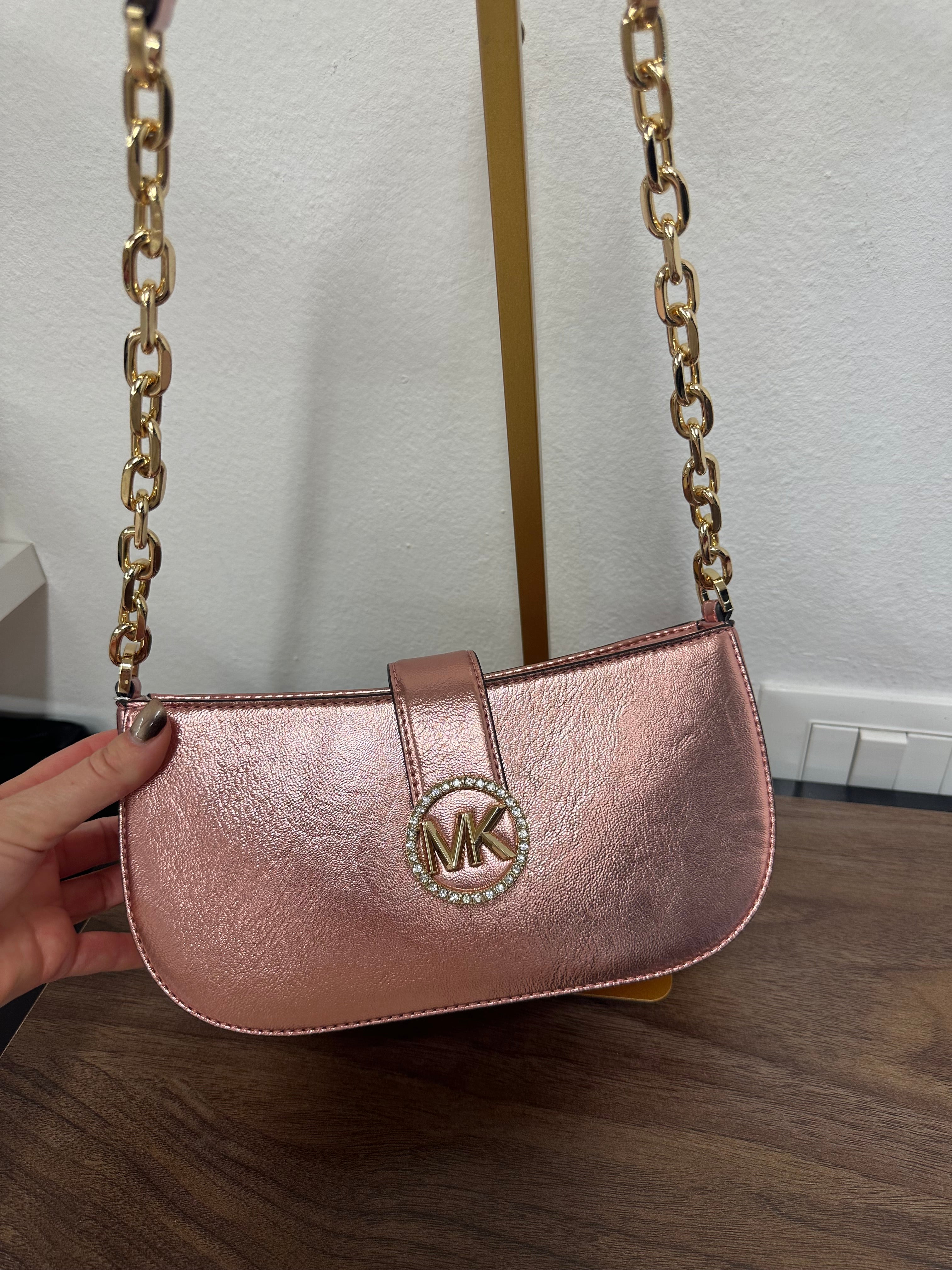Borsa Michael Kors rosa metallizzato